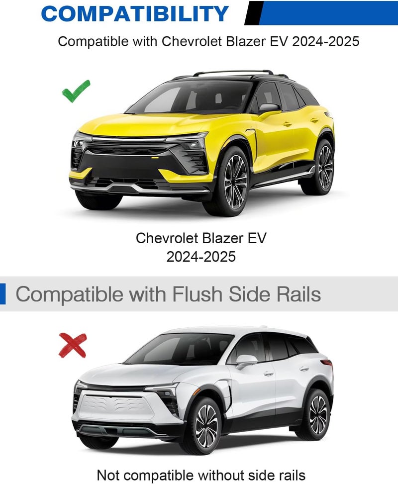 wonderdriver Roof Rack Cross Bars 220lbs Compatible with Chevy Chevrolet Blazer EV 2024 2025 2026,Heavy Duty All-Metal Aluminum Roof Rails Crossbars Cargo Canoe - Image 2